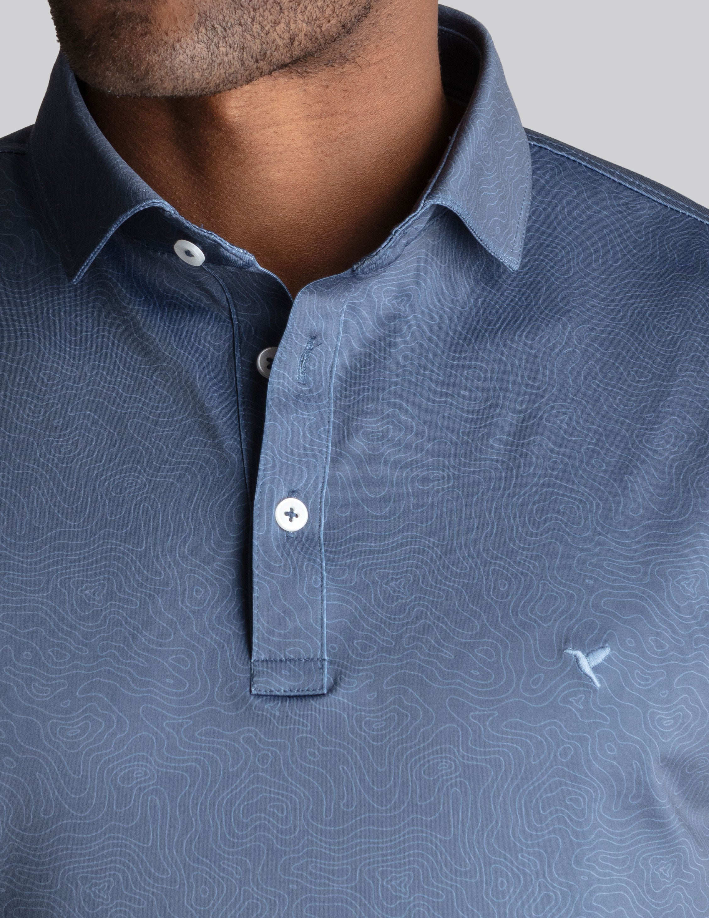 NoFlop Golf Polo - Navy Topo (The Tee &amp; Tea King)