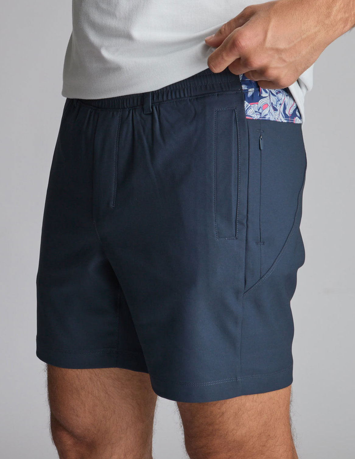 3 in 1 Khaki Shorts - Navy &amp; Royal Ferns (Osmunda the Greats)